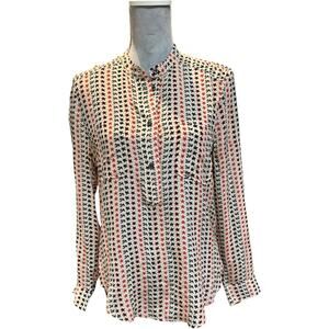 Isabel Marant Étoile Silk Blouse Red & Navy Star Dove Print – Size FR 42 / US 10